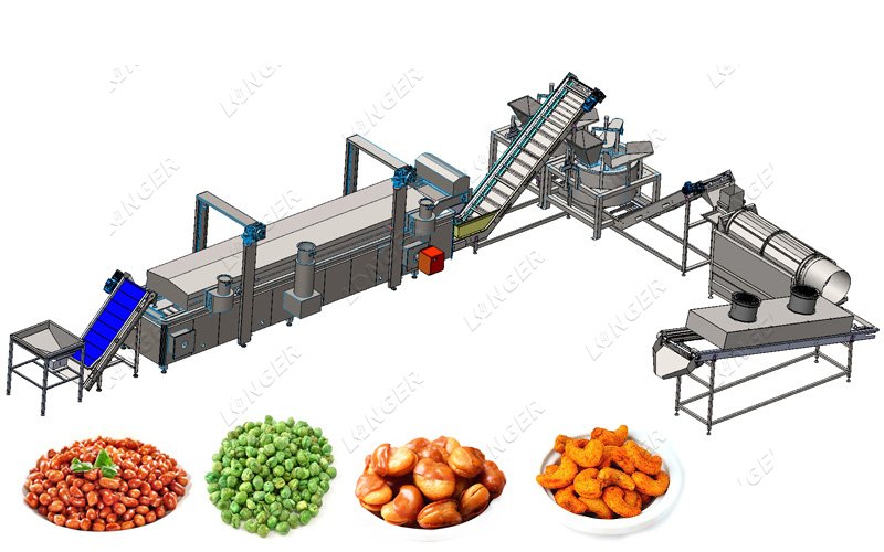 Automatic Cashew Nut Frying Machine For Green Peas Chickpea Soybean
